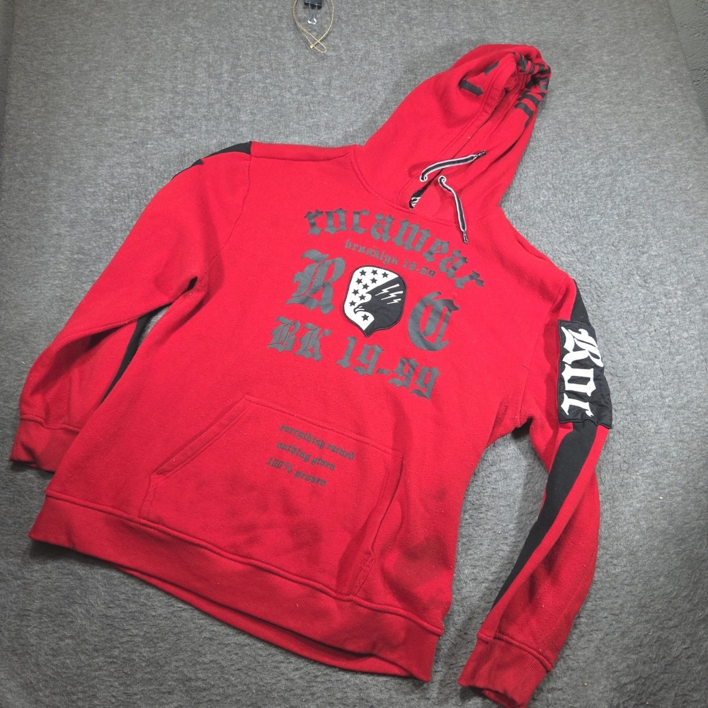 Rocawear Pullover Hoodie Mens 2XL Red Distressed Graphic BK 19-99